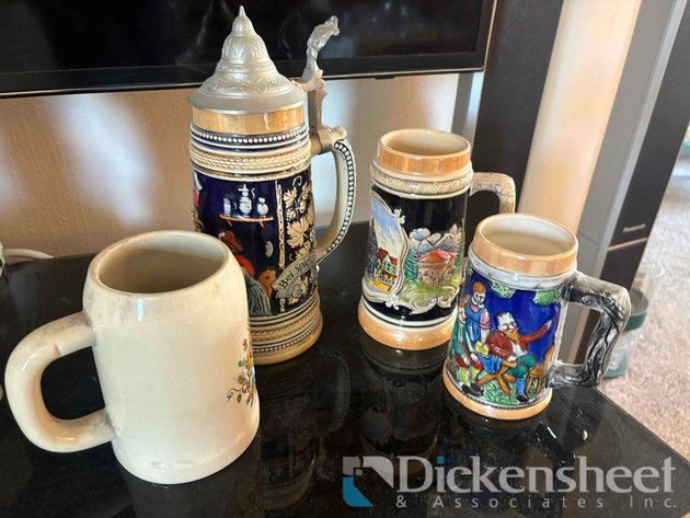 Image for VINTAGE BEER STEINS LOT, QTY (4)