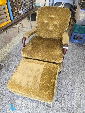 Image for GOLD VELVET RECLINER WITH MATCHING OTTOMAN