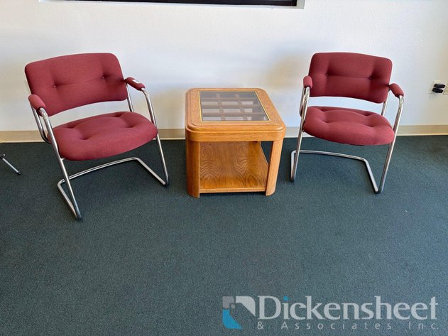 Image for SIDE TABLE & (2) MATCHING CHROME BASE CHAIRS