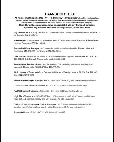 Image for Ocala Horse Sale - Saturday, September 13th - Ocala, Florida