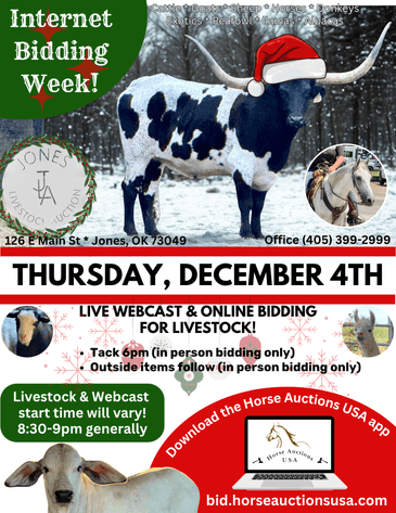 Image for Jones Livestock Auction THURSDAY DECEMBER 4TH -  Jones, Oklahoma
