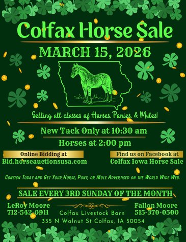 Image for Colfax Horse Sale  - SUNDAY, MARCH 15TH - Colfax, Iowa