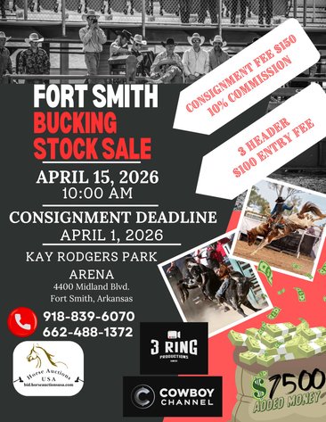 Image for Fort Smith BUCKING STOCK SALE!  Wednesday, April 15th - Fort Smith, Arkansas