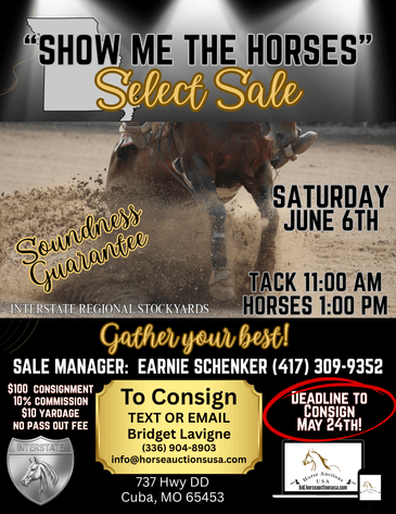 Image for Show Me The Horses Select Sale - Cuba, Missouri SATURDAY, JUNE 6TH