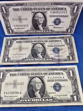 Image for 4 silver certificate 1935, 1957, one 1963 dollar
