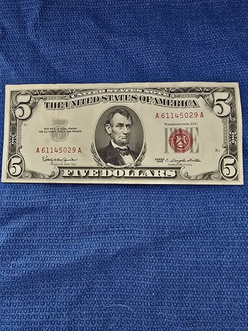 Image for 1963 red seal five dollar bill