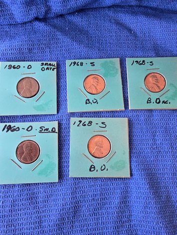 Image for 1960 and 1968 pennies w/ mint marks