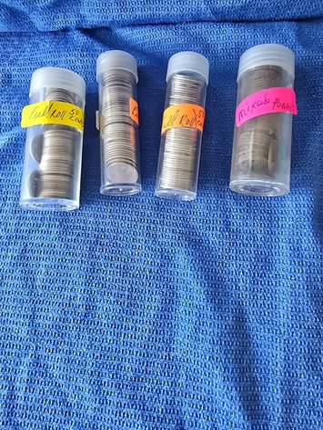 Image for Three rolls of silver dimes full roll , and one roll of pennies