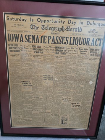 Image for Dubuque Iowa 1933, newspaper framed.