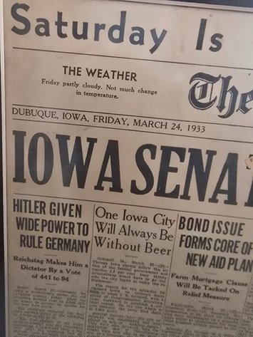 Image for Dubuque Iowa 1933, newspaper framed.