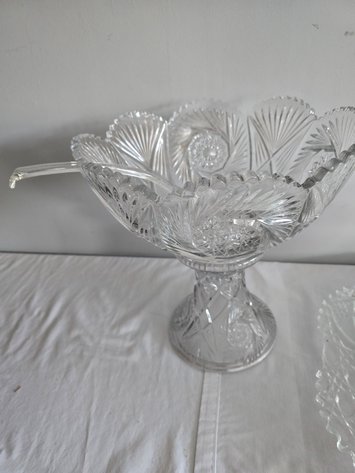 Image for Glass punch bowl, stand and GLASS Ladle