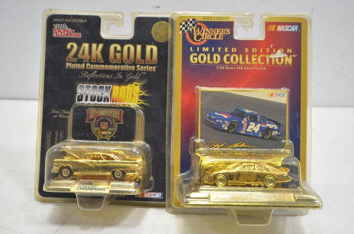 Image for (2) 24K Gold Plated Nascar Models