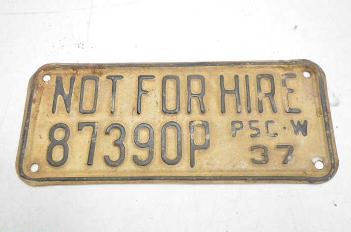 Image for Not For Hire License Plate