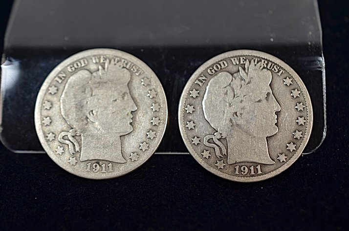 Image for (2) 1911 Barber Half Dollar