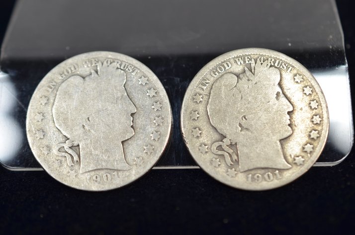 Image for (2) 1901 Barber Half Dollar