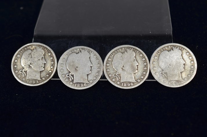 Image for (4) Barber Quarter Dollar