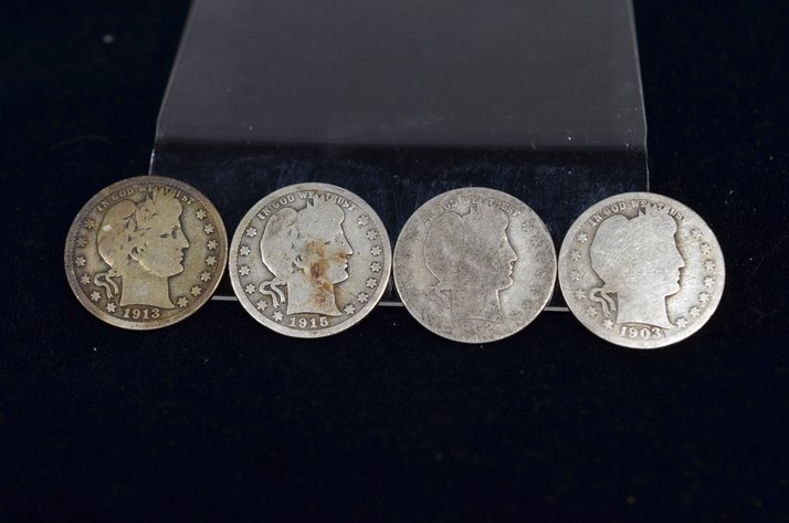 Image for (4) Barber Quarter Dollar