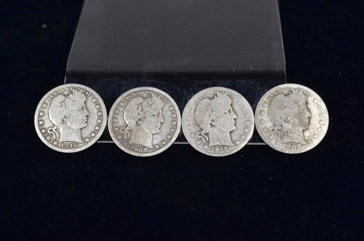 Image for (4) Barber Quarter Dollar