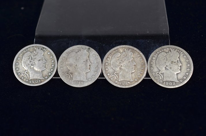 Image for (4) Barber Quarter Dollar