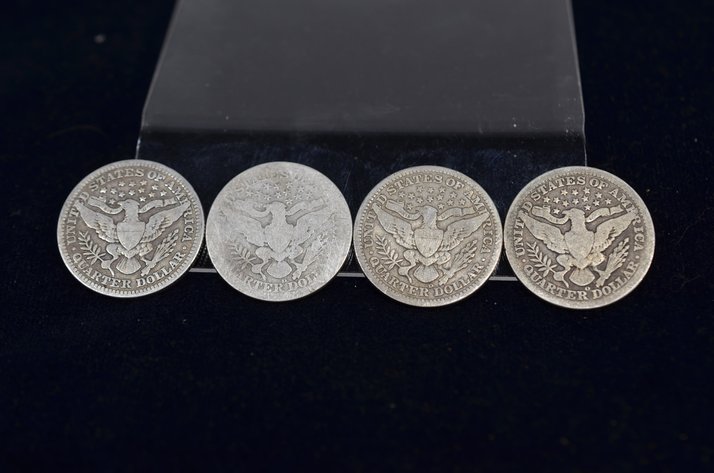Image for (4) Barber Quarter Dollar