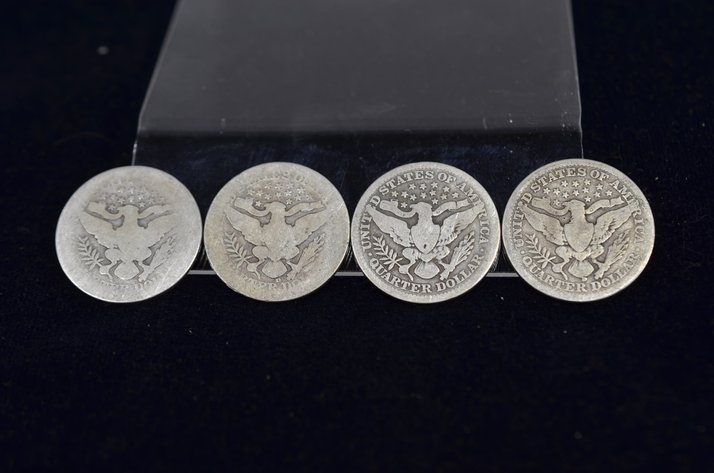 Image for (4) Barber Quarter Dollar