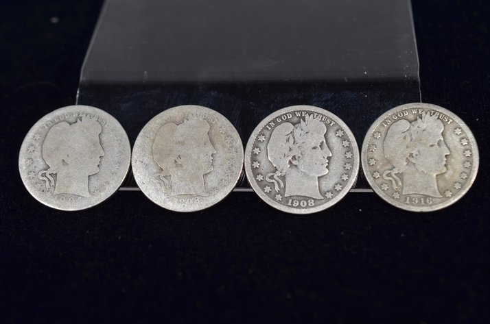 Image for (4) Barber Quarter Dollar