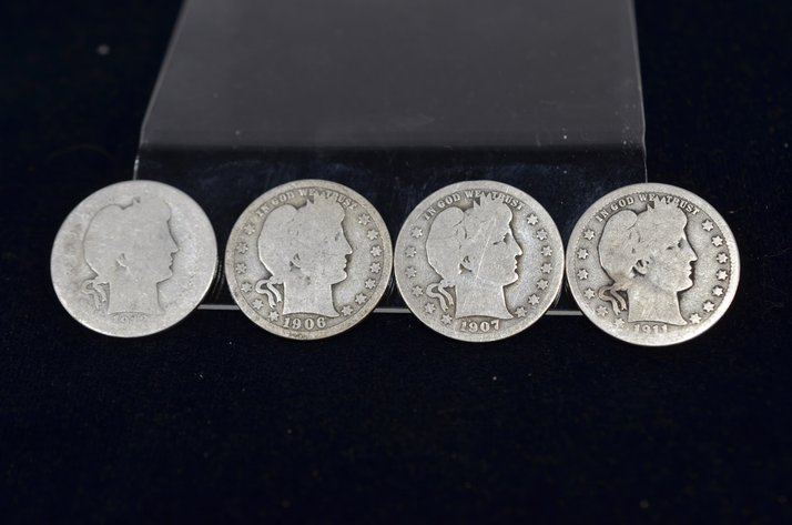 Image for (4) Barber Quarter Dollar