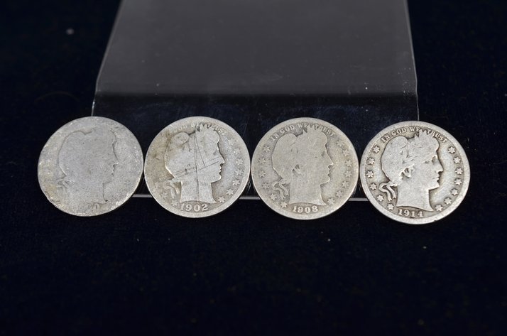 Image for (4) Barber Quarter Dollar