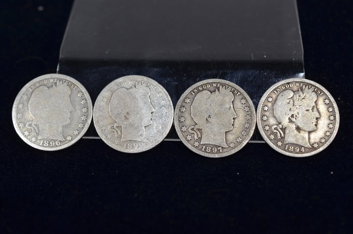 Image for (4) Barber Quarter Dollar