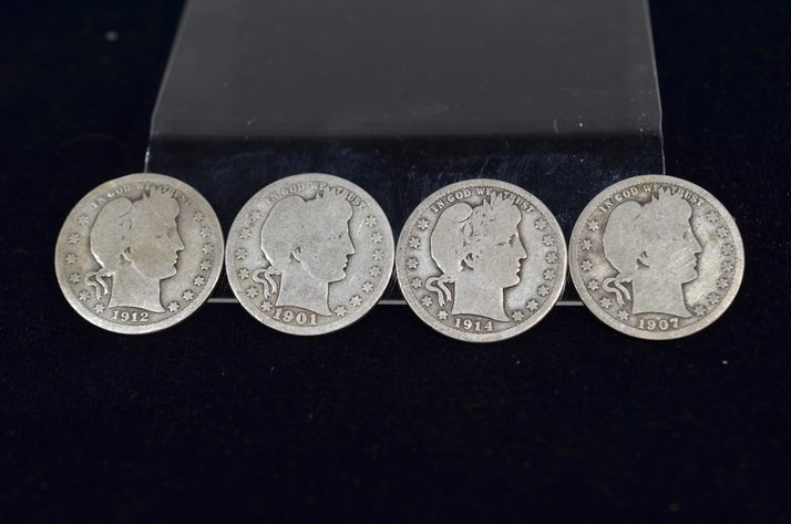 Image for (4) Barber Quarter Dollar