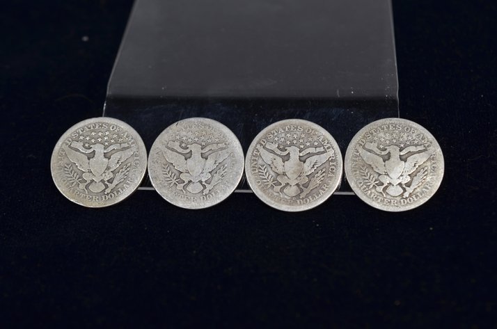 Image for (4) Barber Quarter Dollar
