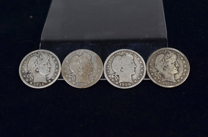 Image for (4) Barber Quarter Dollar