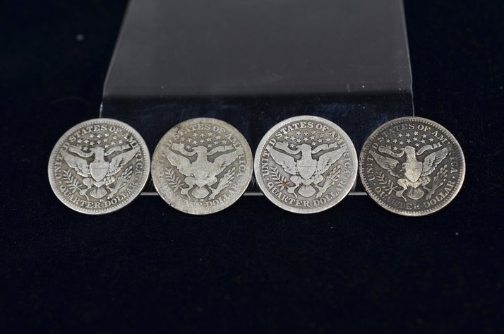 Image for (4) Barber Quarter Dollar
