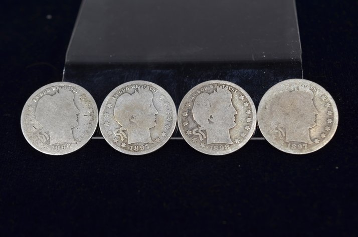 Image for (4) Barber Quarter Dollar