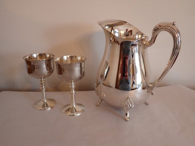 Image for Silverplate Water Jug w/Goblets