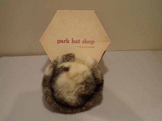 Image for Vintage Black & White Cross Mink Hat