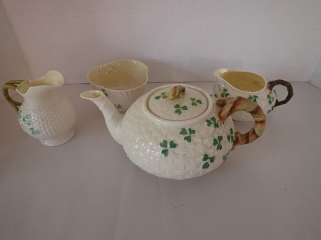 Image for Belleek Ireland Shamrock Tea Set