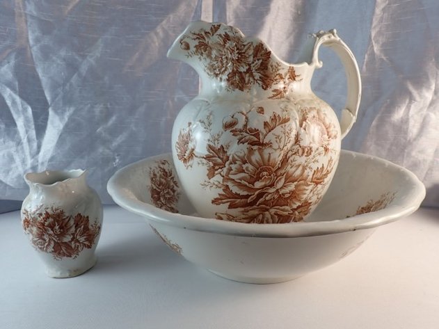 Image for Brown Transfer Ewer and Basin