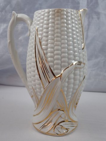 Image for Antique Victorian Parian Majolica Corn Pitcher