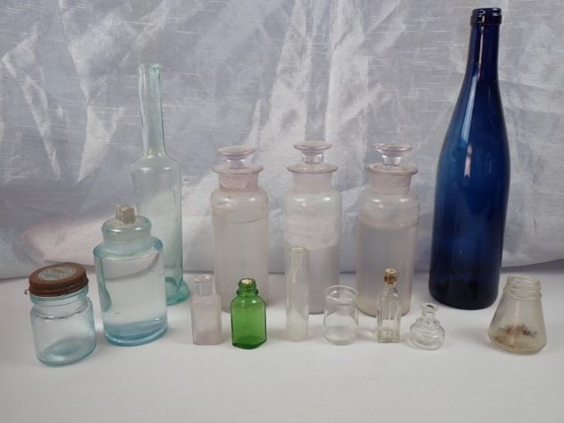 Image for Antique Apothecary Bottles, Cobalt Blue Hock Wine Bottles