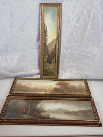 Image for Signed Antique Landscape Pastel Paintings