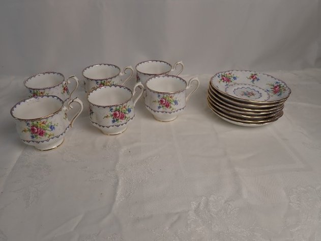 Image for Petit Point Tea Cups and Saucers