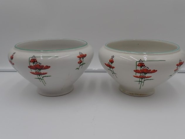 Image for 2 Royal Rochester Fraunfelter Red Poppy Pedestal Vases