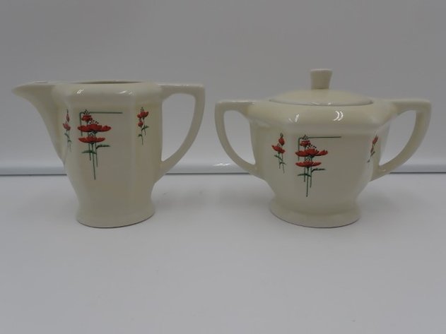 Image for Royal Rochester Red Poppy Cream & Sugar