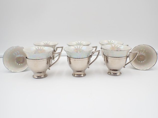 Image for 6 OHIO Art Company Lustreware Tea Cups
