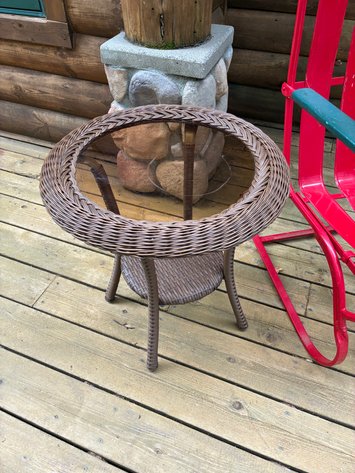 Image for Wicker glass-top end table