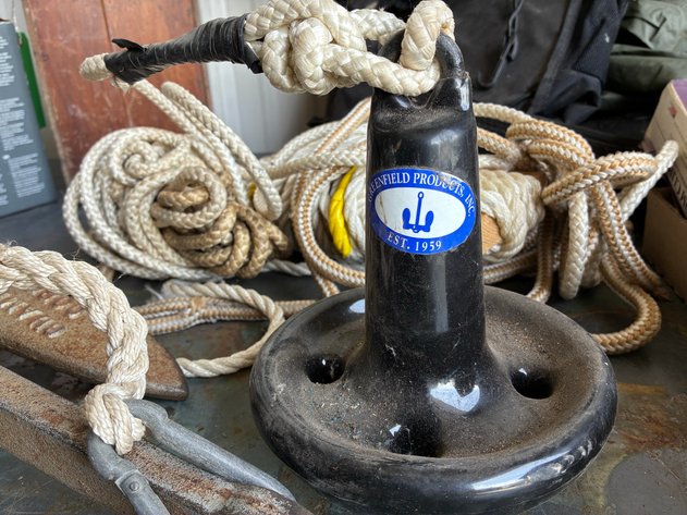 Image for (2) boat anchors with rope and milk crate