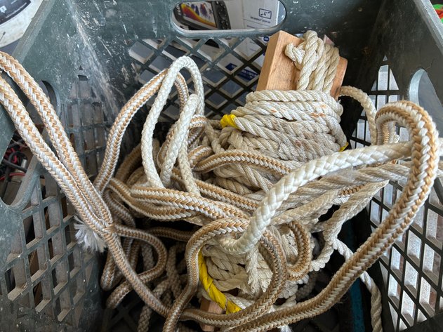 Image for (2) boat anchors with rope and milk crate