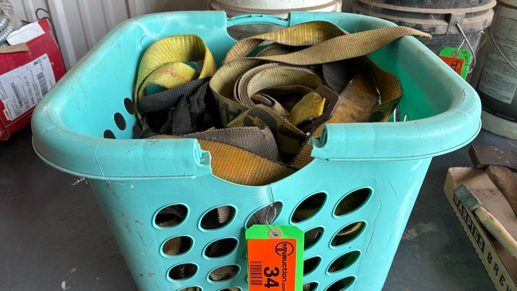 Image for Assortment of ratchet tie down straps, most 2