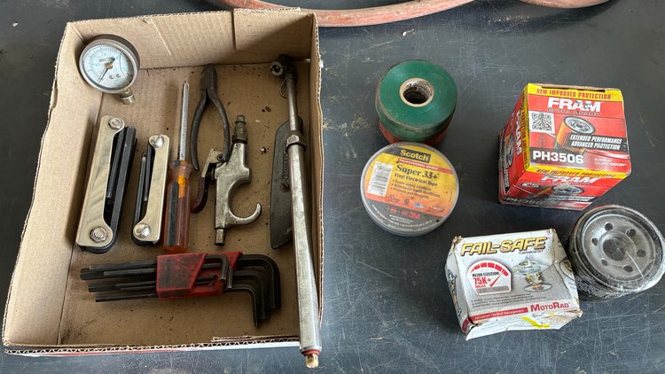 Image for Electrical tape, small engine fuel filters, air compressor gauge